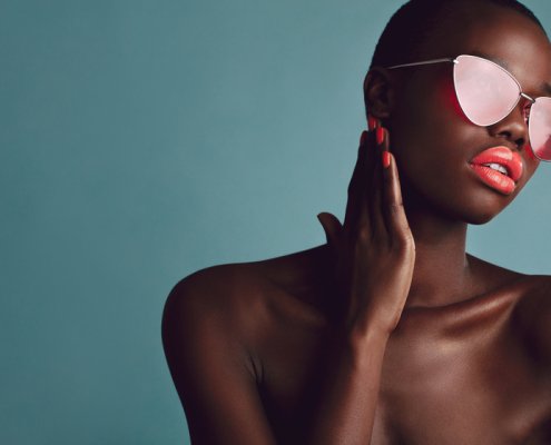 African,Female,Model,Wearing,Funky,Sunglasses.,Looking,Away.,Stylish,Woman